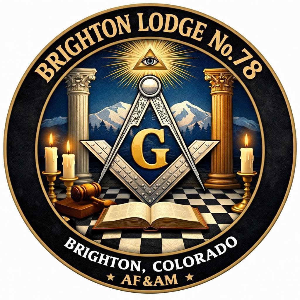 Brighton Lodge No. 78 emblem with the Square and Compasses and the All-Seeing Eye